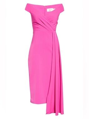 Eliza J Off-Shoulder Pleated Asymmetrical Cocktail Dress